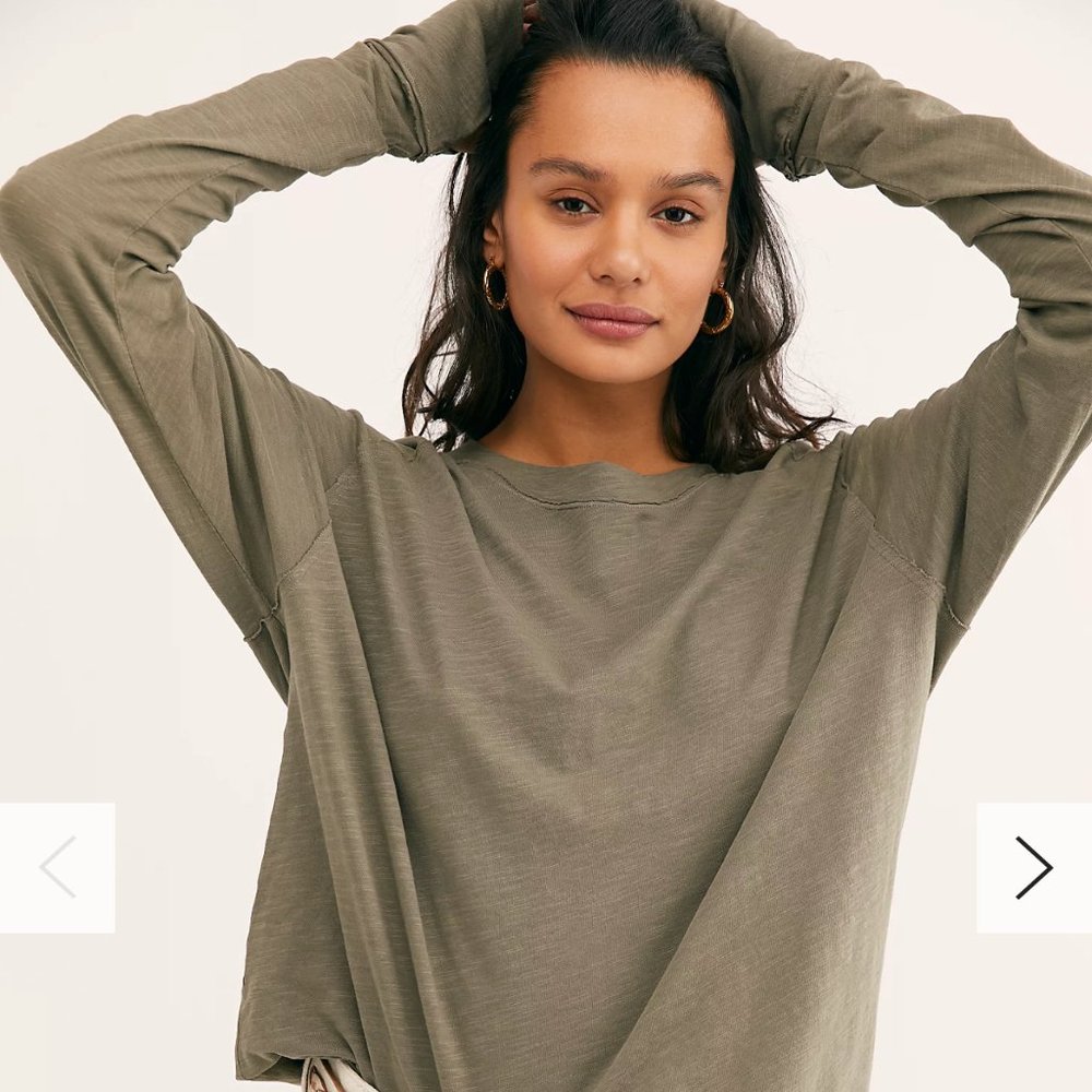 FREE PEOPLE We The Free Arden Tee in Washed Army Size M